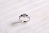 Kobelli Diamond and Blue Sapphire Vintage-Style Engraved Engagement Ring 