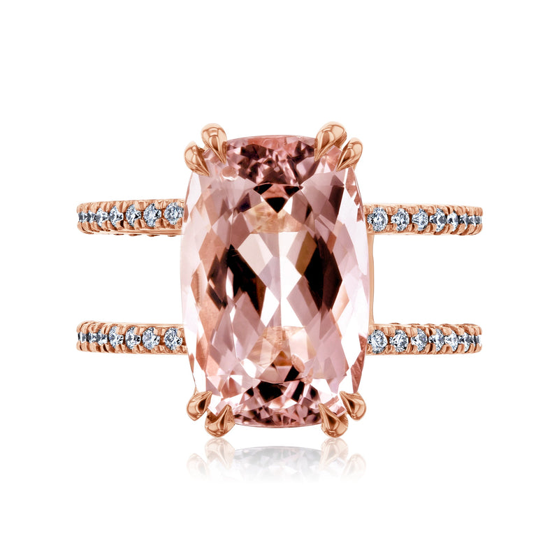 18k White Gold Elongated Cushion Cut Morganite Diamond Halo Ring Vinta –  ASweetPear