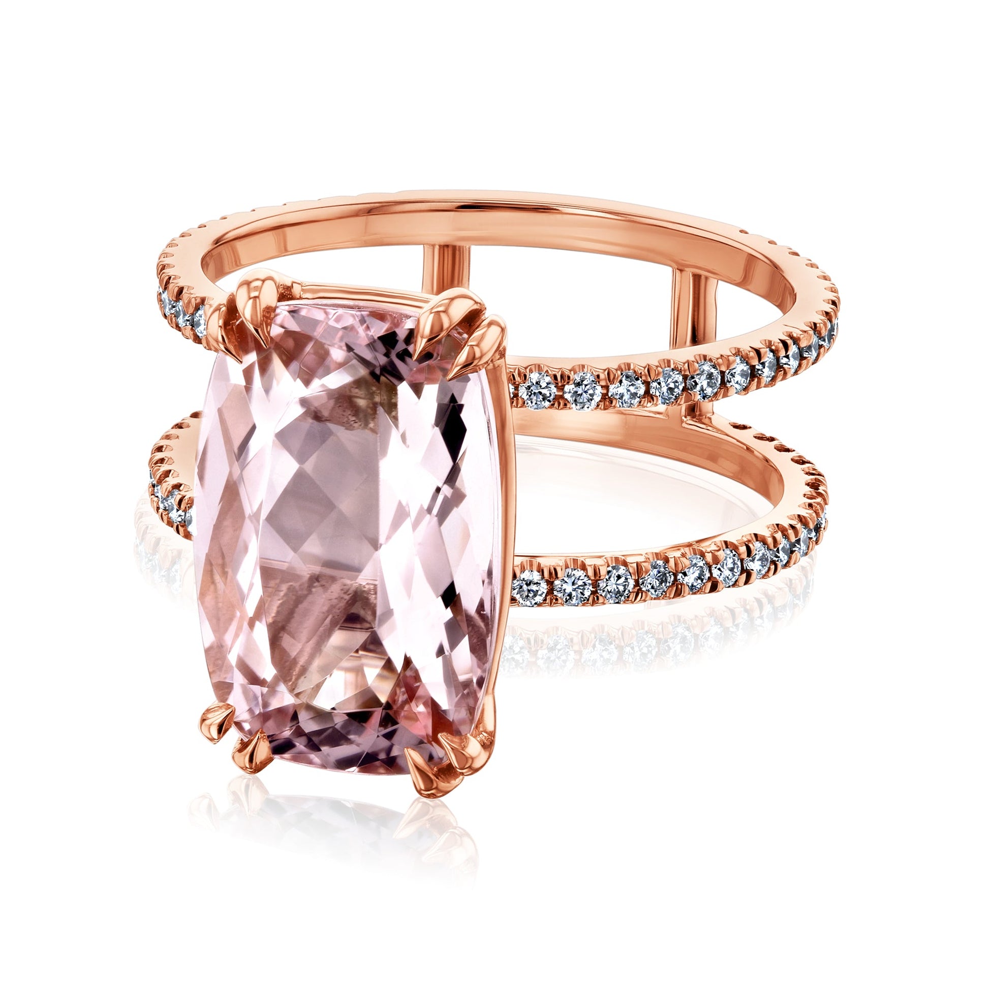 6 Carat Morganite Double Band Ring