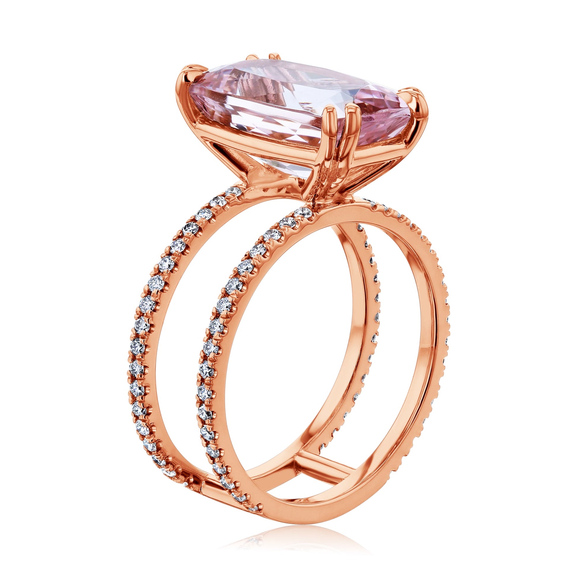 6 Carat Morganite Double Band Ring