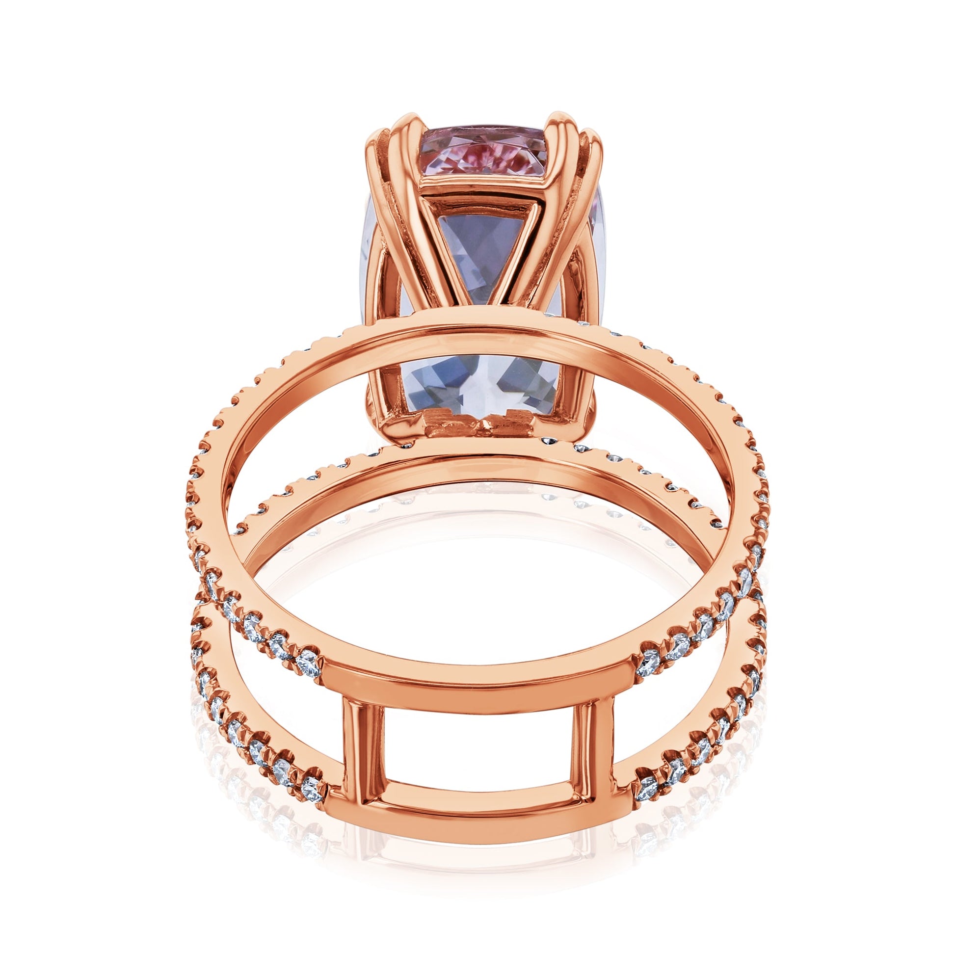 6 Carat Morganite Double Band Ring