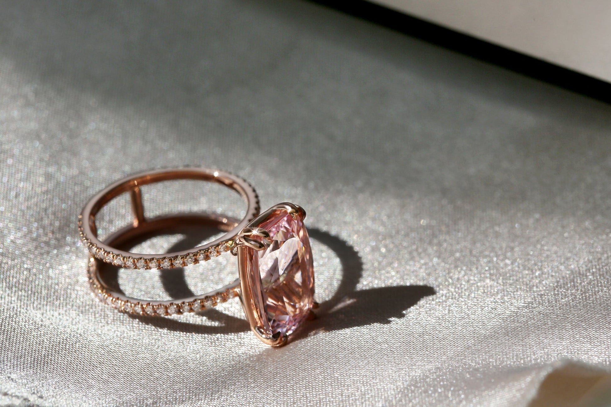 6 Carat Morganite Double Band Ring