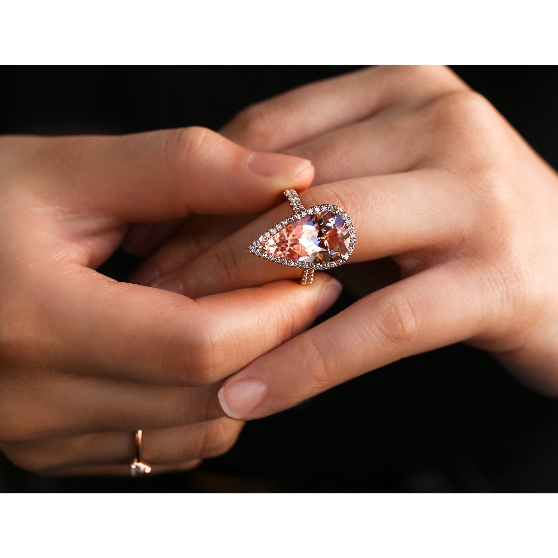 Kobelli Elongated Pear Premium Morganite Ring