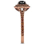 Kobelli 18k Rose Gold Black and Champagne Diamond Double Halo Ring 1 1/2 CTW