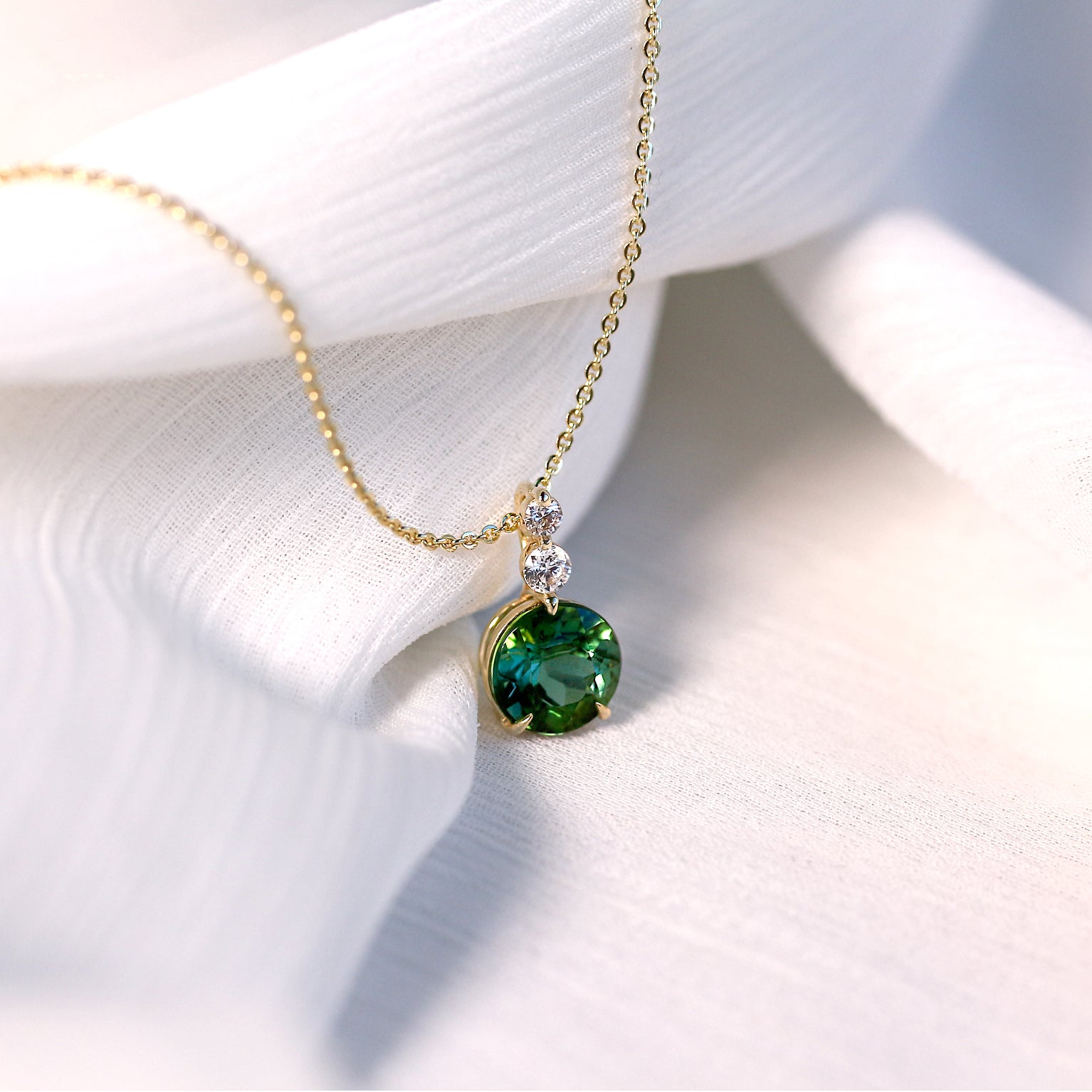 Kobelli Green Tourmaline and Diamond Necklace