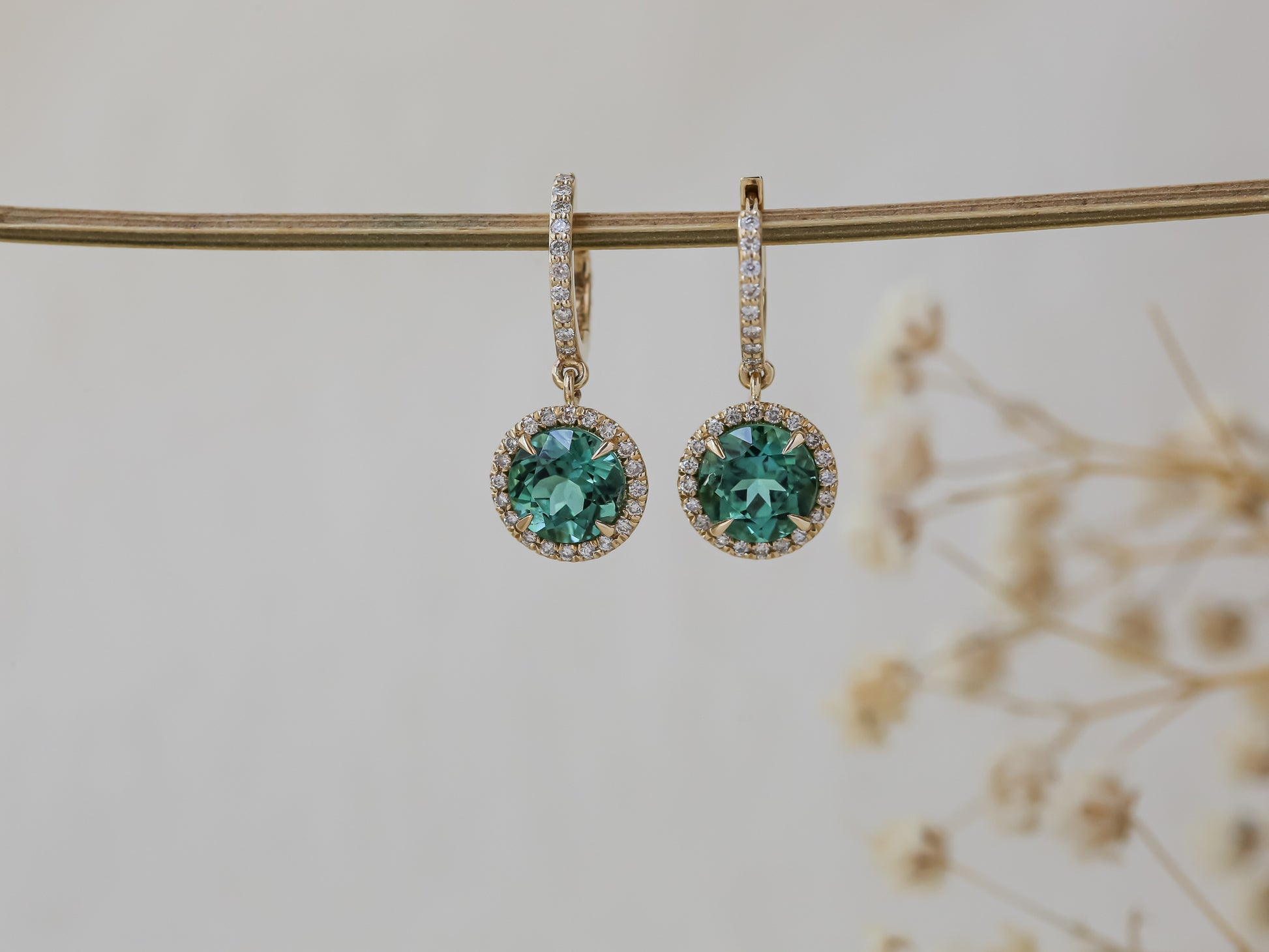 3.06 Carat Tourmaline Pendant Mini Hoops