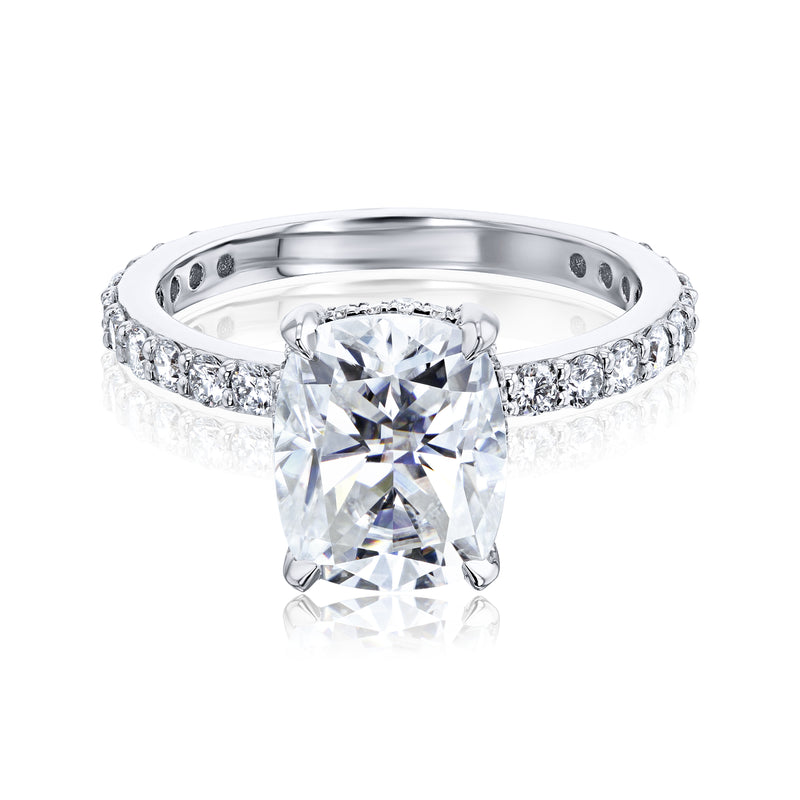 Hidden Halo Head With Baguette Round Floating Diamond Shank Engagement Ring  - Costar
