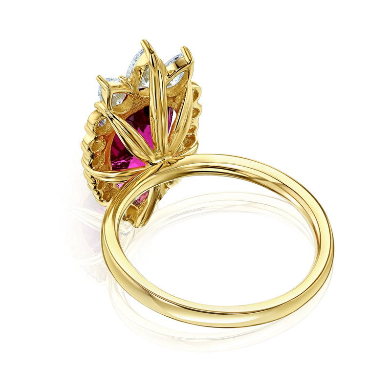 Kobelli Pear Rubellite Tourmaline Crown Ring
