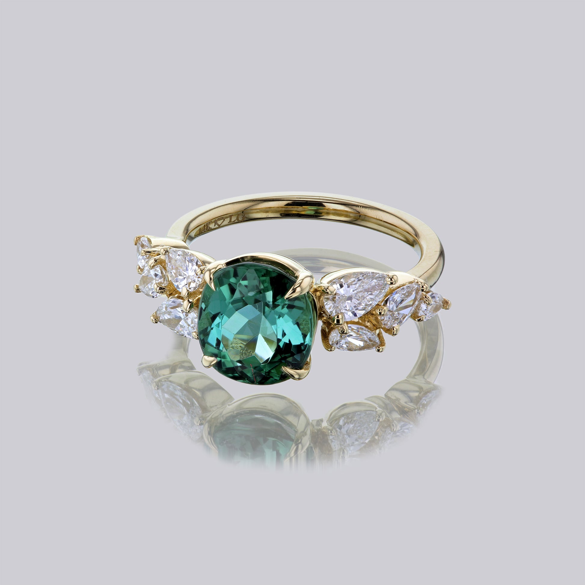 Tourmaline Side Cluster Ring