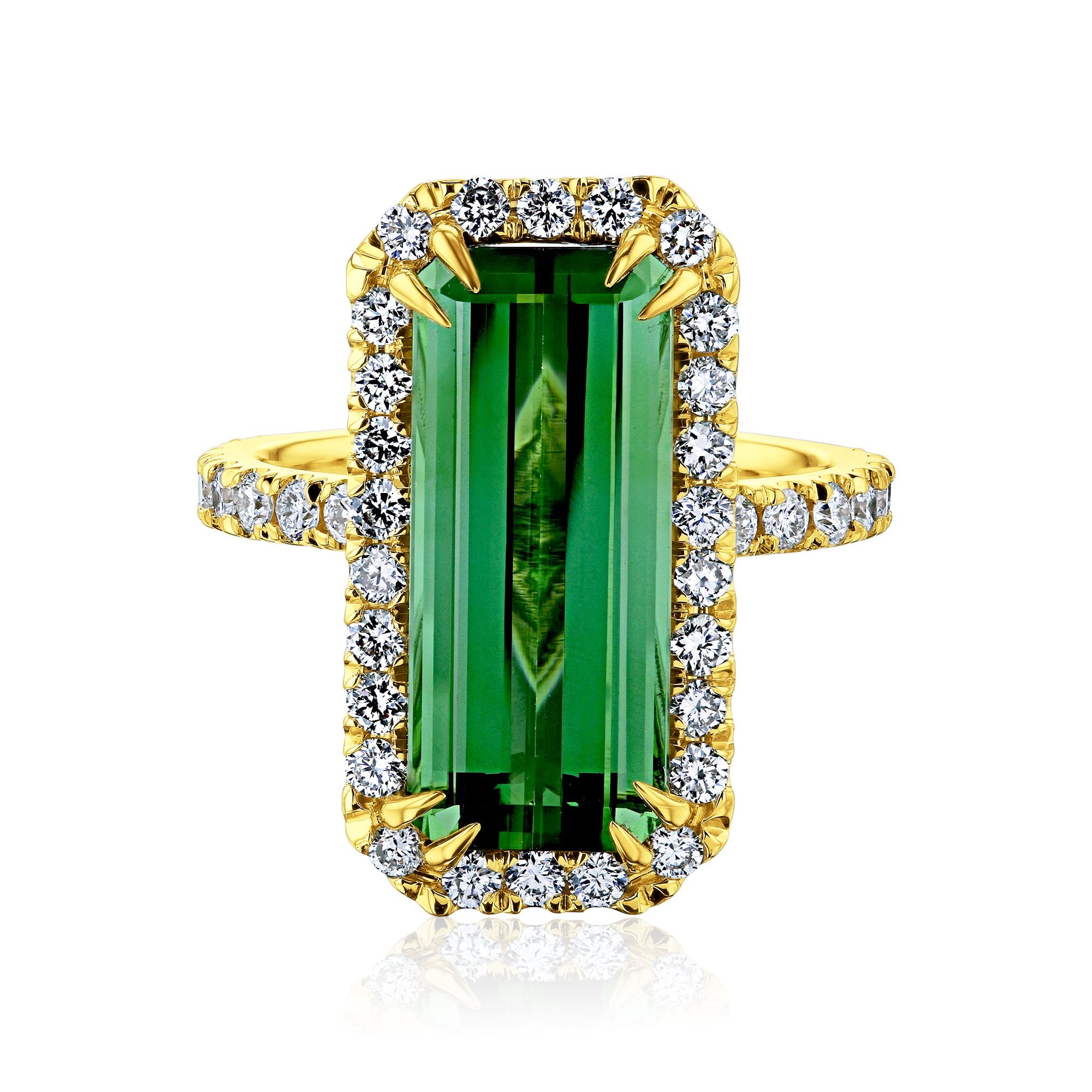 Kobelli Elongated Double-Prong Green Tourmaline Ring