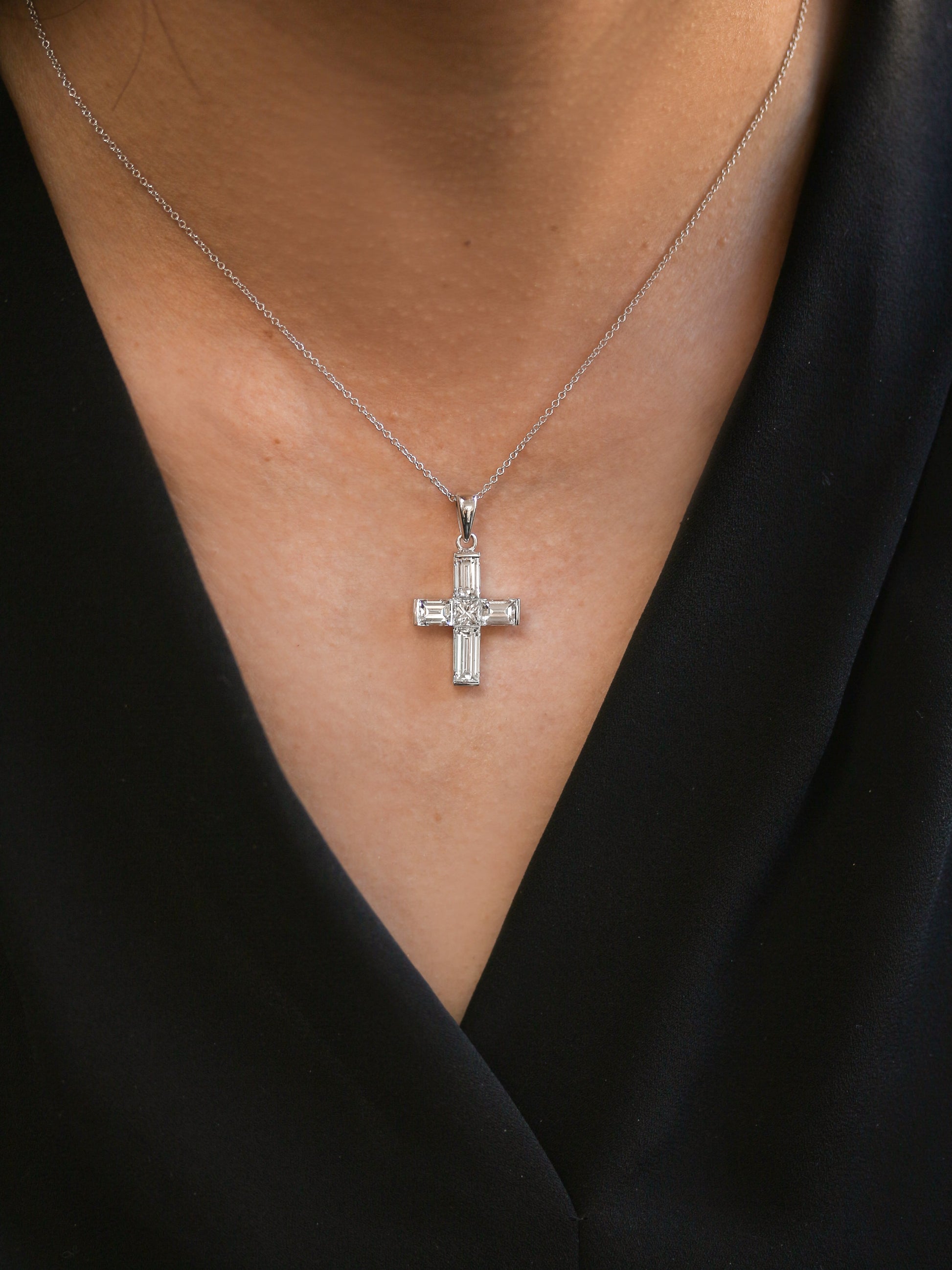 Kobelli Baguette One-of-A-Kind Diamond Cross Pendants