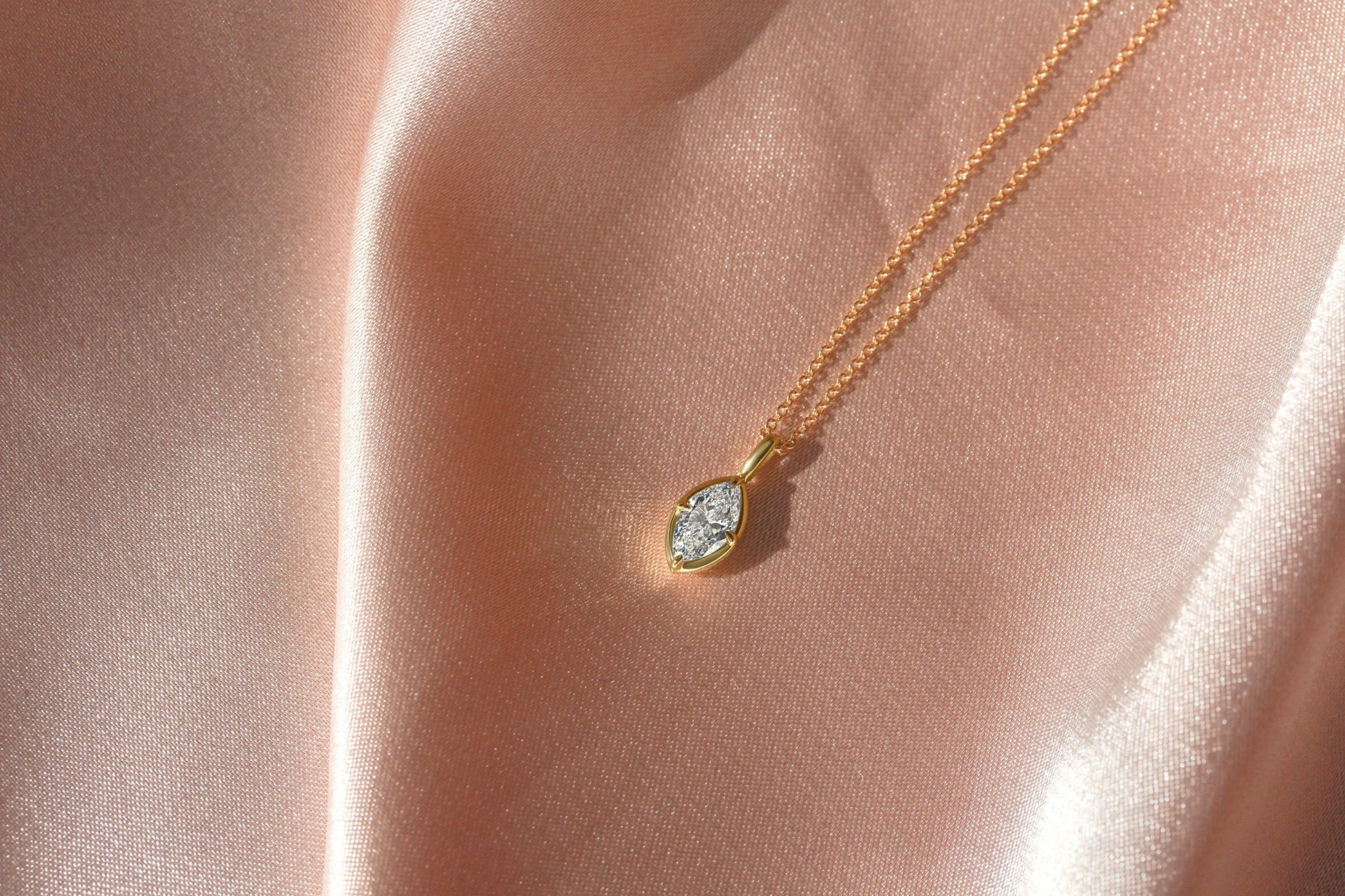 Solitaire Marquise Diamond Necklace 0.51 Carat