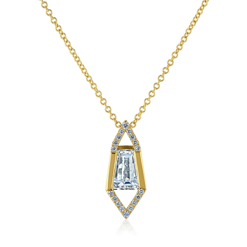 Diamond Vertical Bar Necklace 1/20 ct tw Baguette-cut 10K Yellow Gold 18