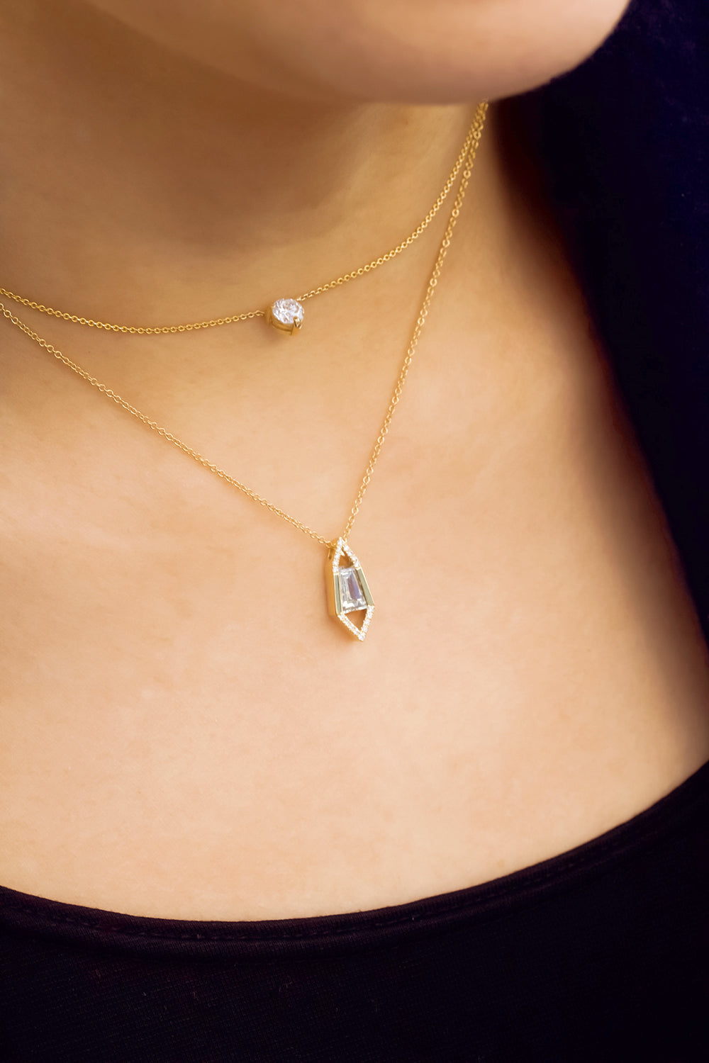 Kobelli Baguette Diamond Necklace