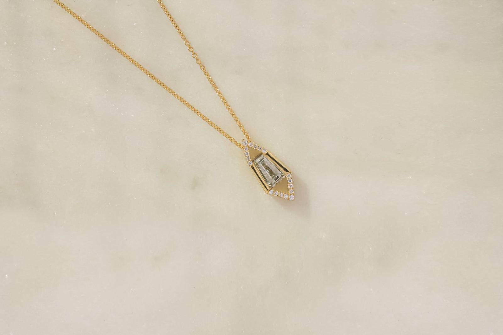 3/4ct.tw Diamond Hexagon Framed Tapered Baguette Pendant