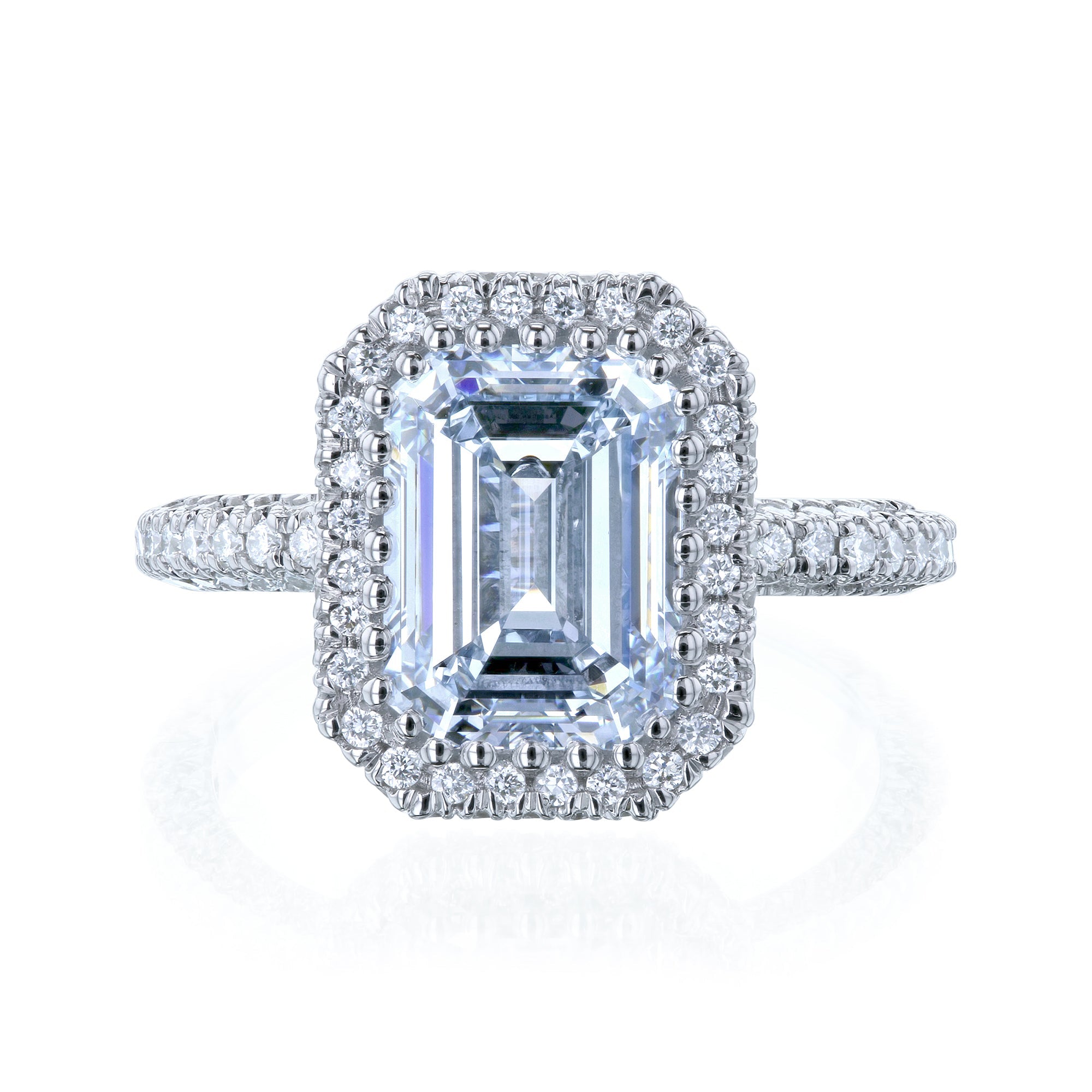 Kobelli Emerald Blue Diamond Ball Prongs Statement Engagement Ring