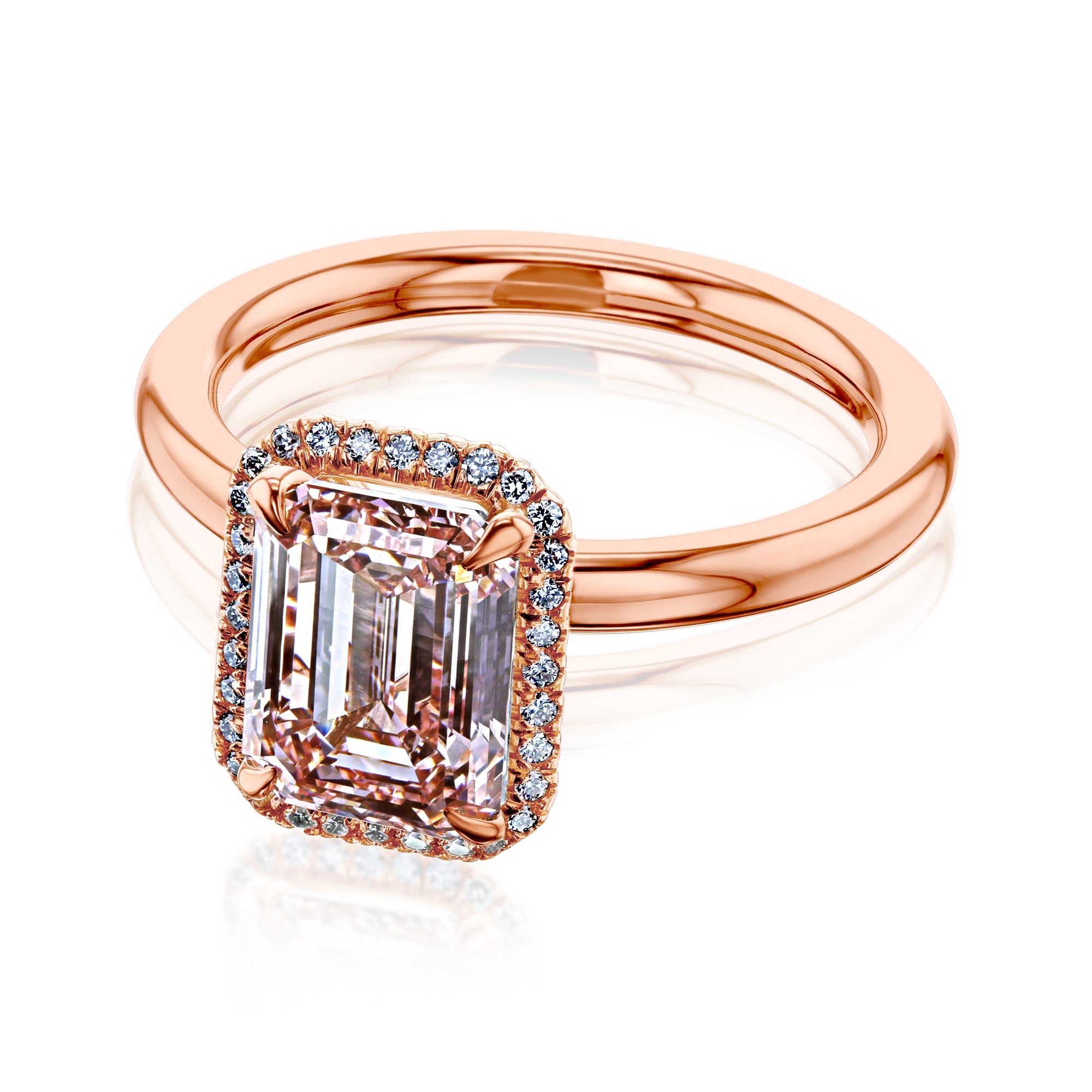 Kobelli 3.23ctw Certified Lab-Grown Fancy Intense Pink Emerald-cut