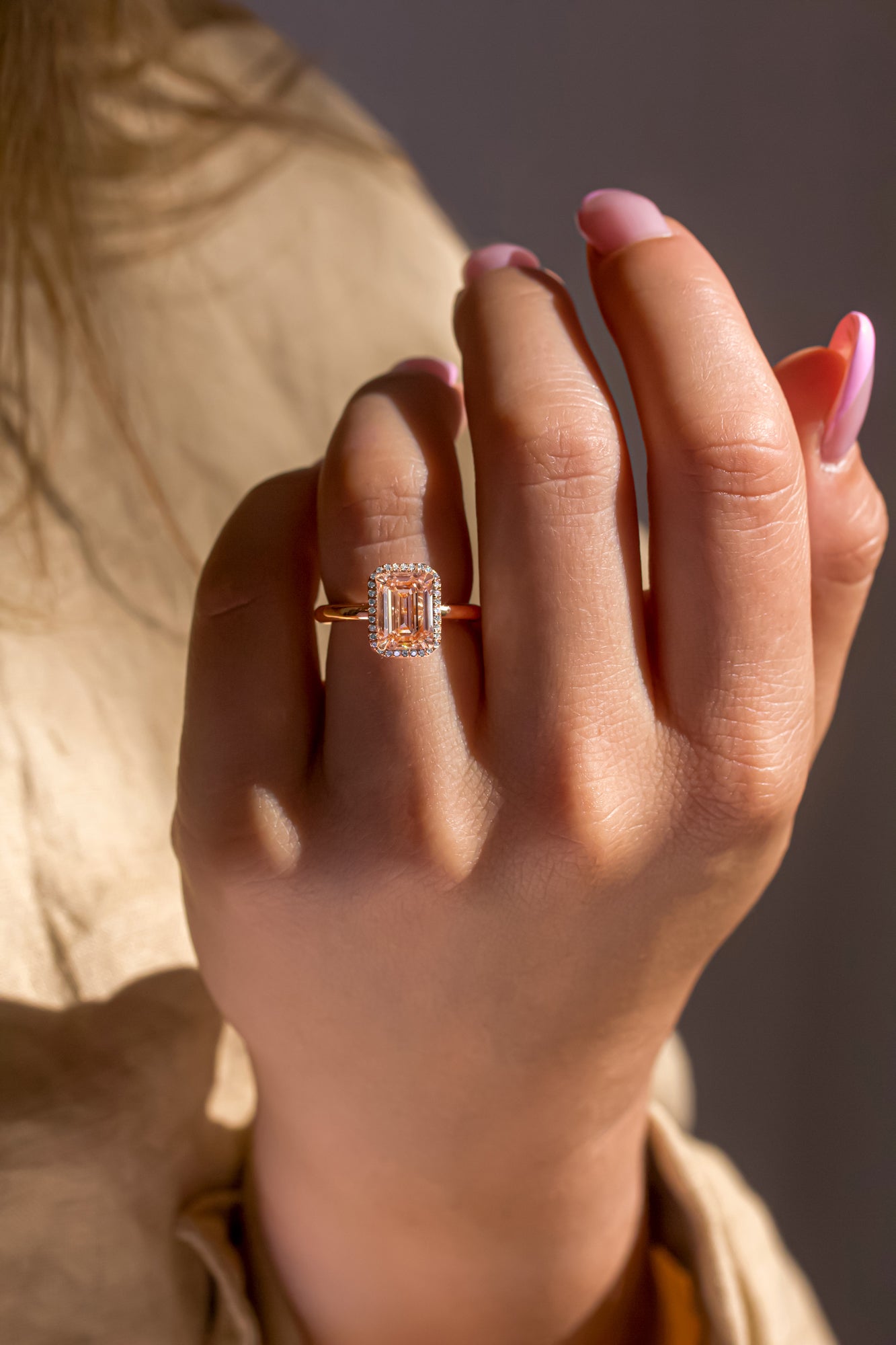 Kobelli Emerald Pink Diamond Cocktail Engagement Ring