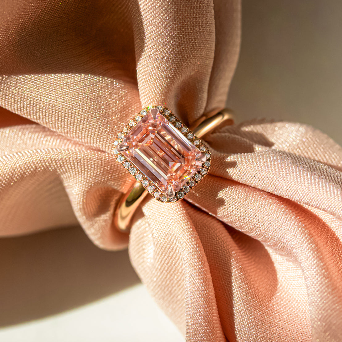 pink diamond dress ring Stackable Rose Gold Pink Diamond Ring Set 7.5
