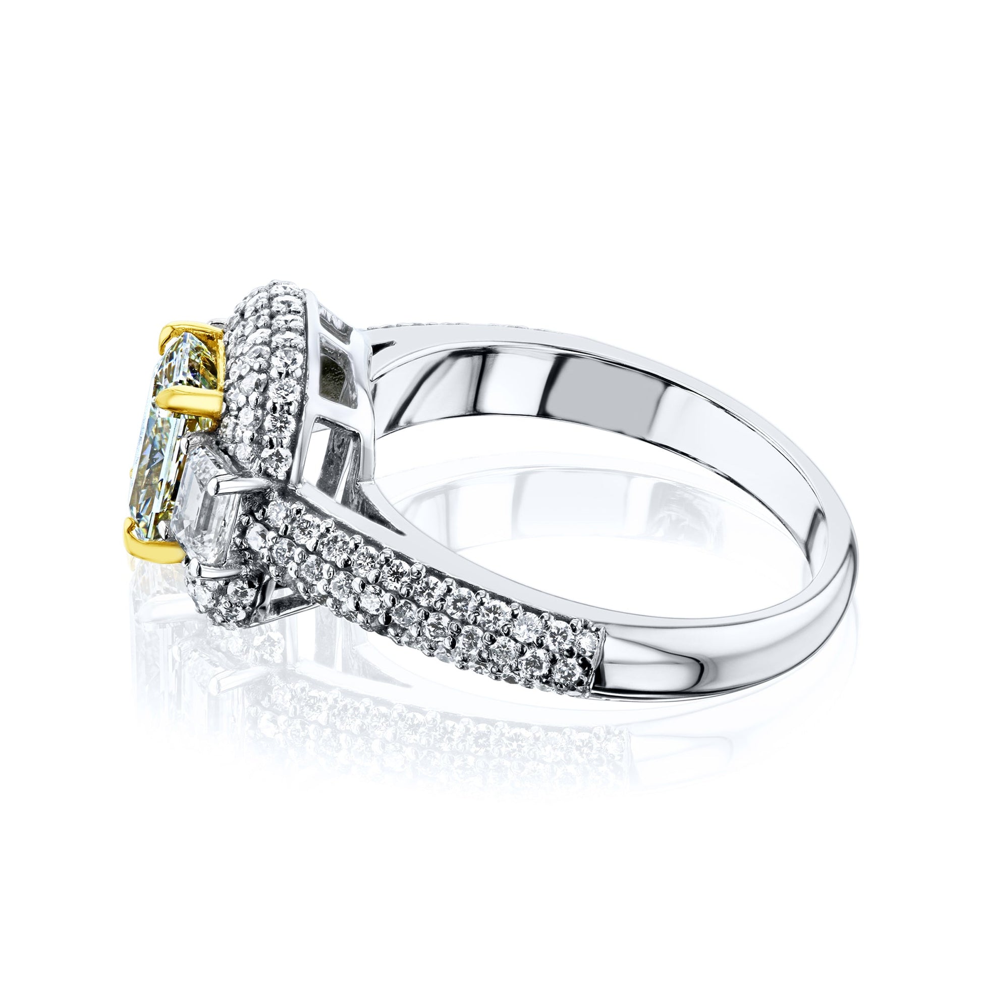 Kobelli Fancy Yellow Natural Diamond (Canary Diamond) Radiant-cut 18k Engagement Ring