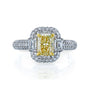 Kobelli Fancy Yellow Natural Diamond (Canary Diamond) Radiant-cut 18k Engagement Ring