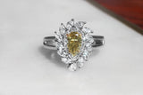 Anel de noivado Kobelli Fancy Yellow Natural Diamond (Diamante Canário) com corte em pêra 18k