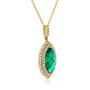 Kobelli Marquise Green Emerald & White Diamond Double Halo 18k Gold Necklace