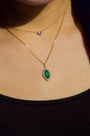 Kobelli Marquise Green Emerald & White Diamond Double Halo 18k Gold Necklace