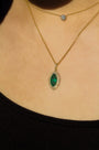 Kobelli Marquise Green Emerald & White Diamond Double Halo 18k Gold Necklace