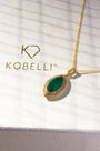 Kobelli Marquise Green Emerald & White Diamond Double Halo 18k Gold Necklace