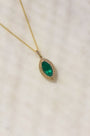 Kobelli Marquise Green Emerald & White Diamond Double Halo 18k Gold Necklace