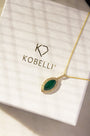 Kobelli Marquise Green Emerald & White Diamond Double Halo 18k Gold Necklace