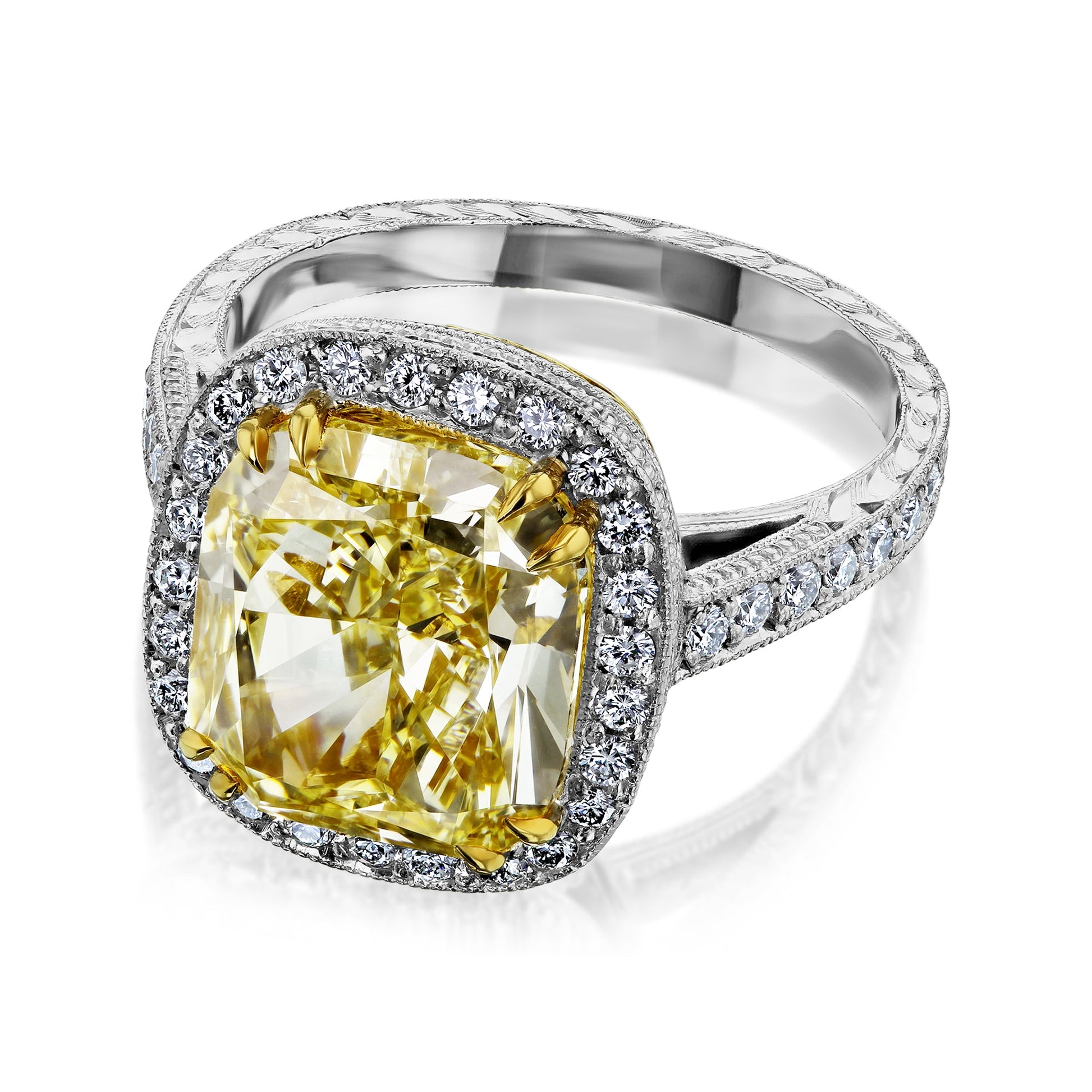6.73 Carat Fancy Yellow Diamond Cordelia Ring (GIA)
