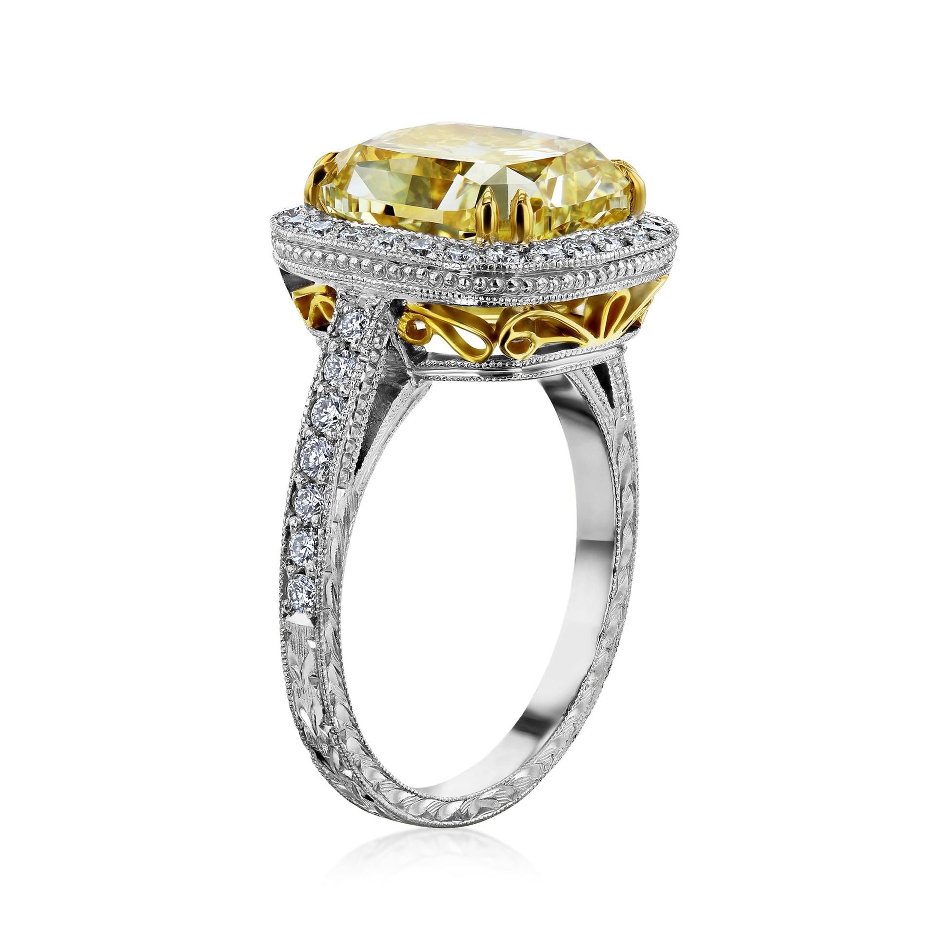 6.73 Carat Fancy Yellow Diamond Cordelia Ring (GIA)