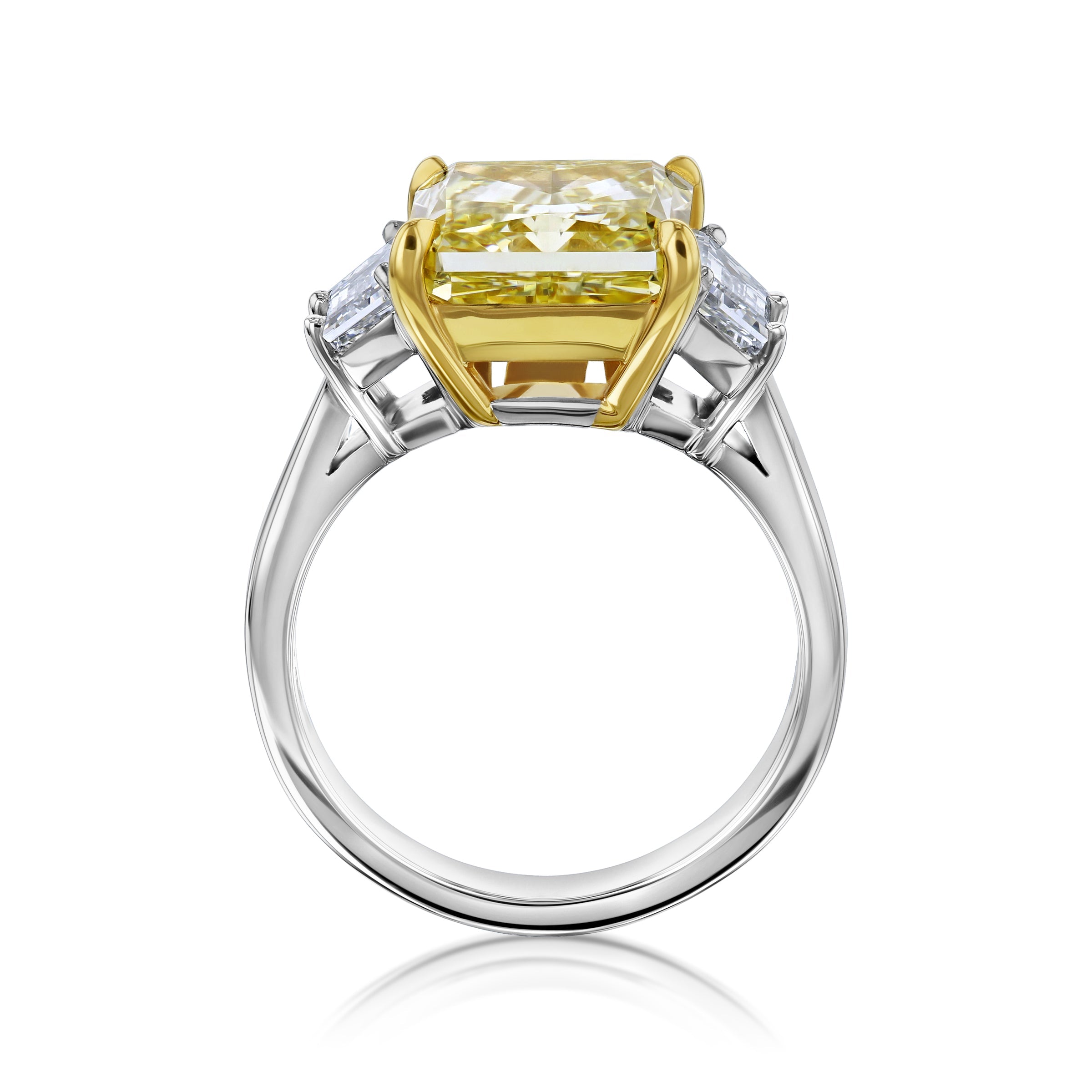 6.25 Carat Fancy Yellow Diamond 3-Stone Ariel Ring (GIA)