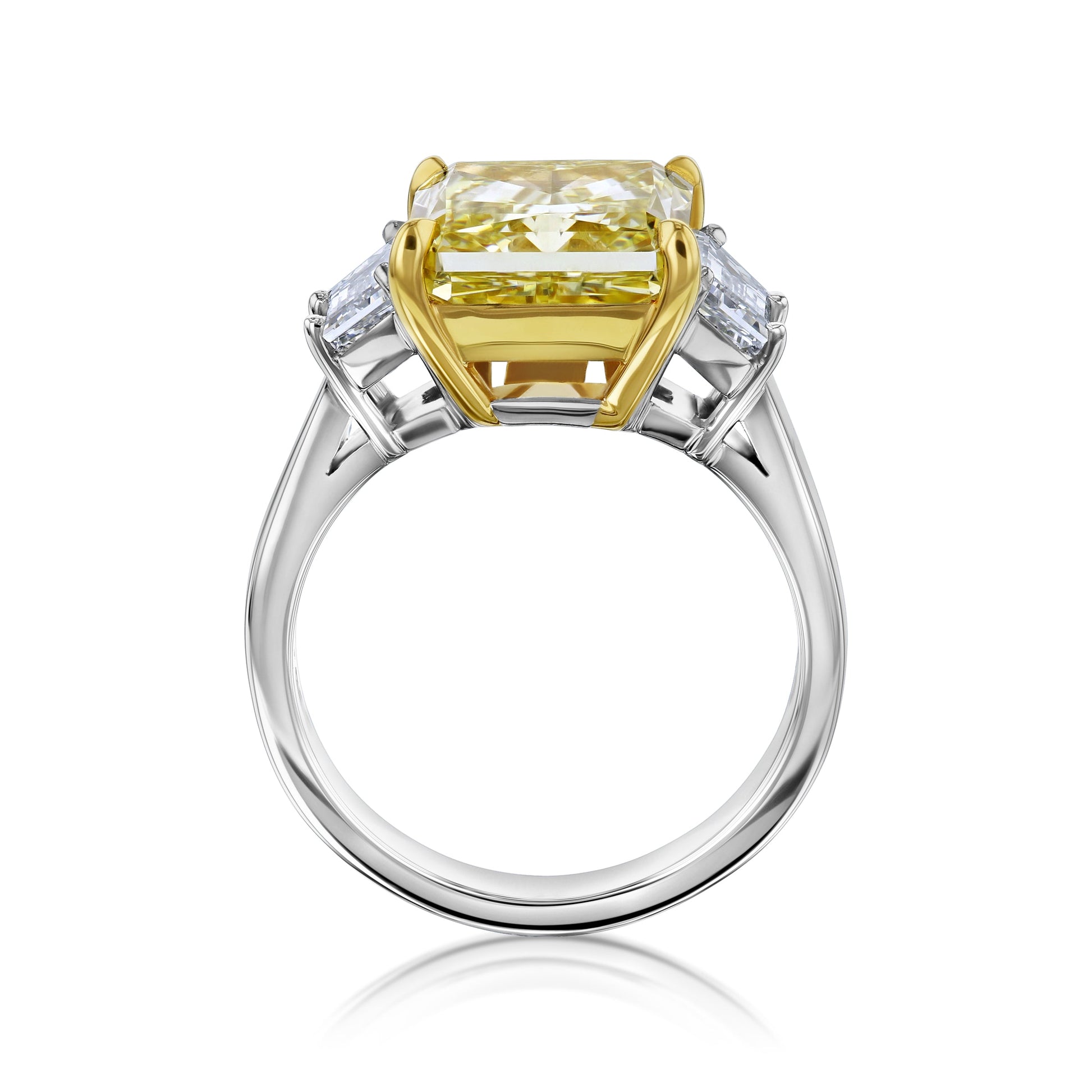 6.25 Carat Fancy Yellow Diamond 3-Stone Ariel Ring (GIA)