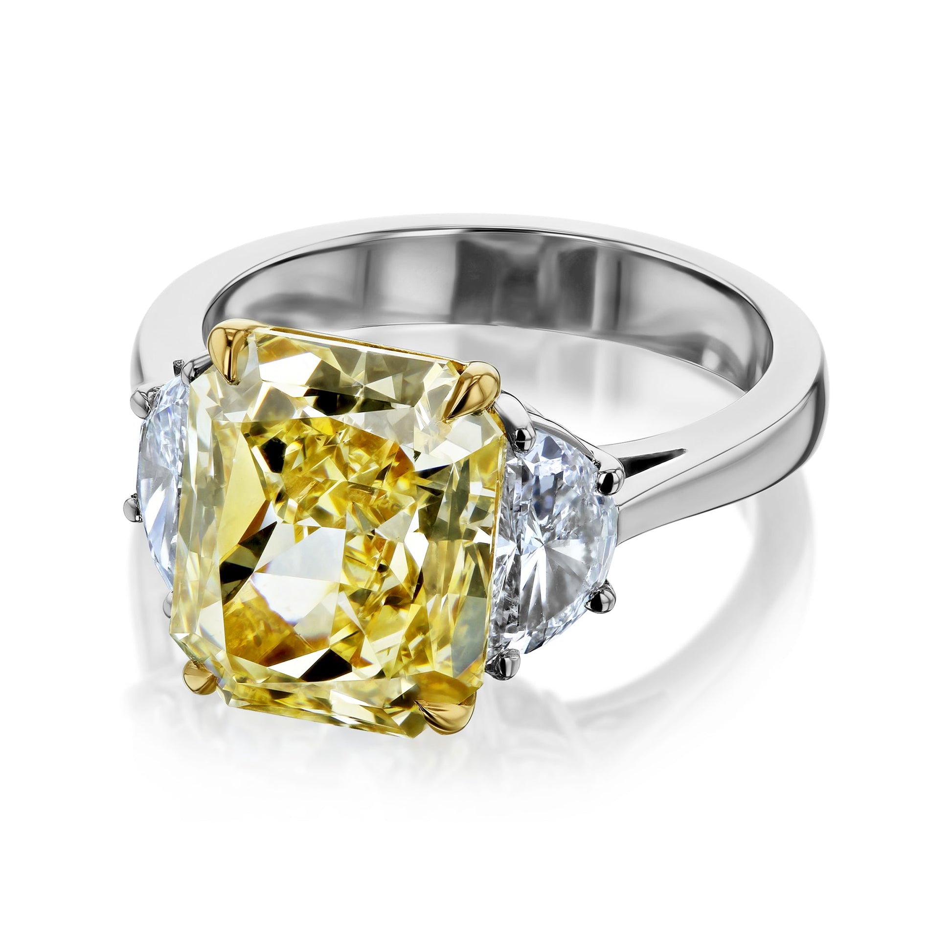 7.33 Carat Fancy Yellow Diamond 3-Stone Rhea Ring (GIA)