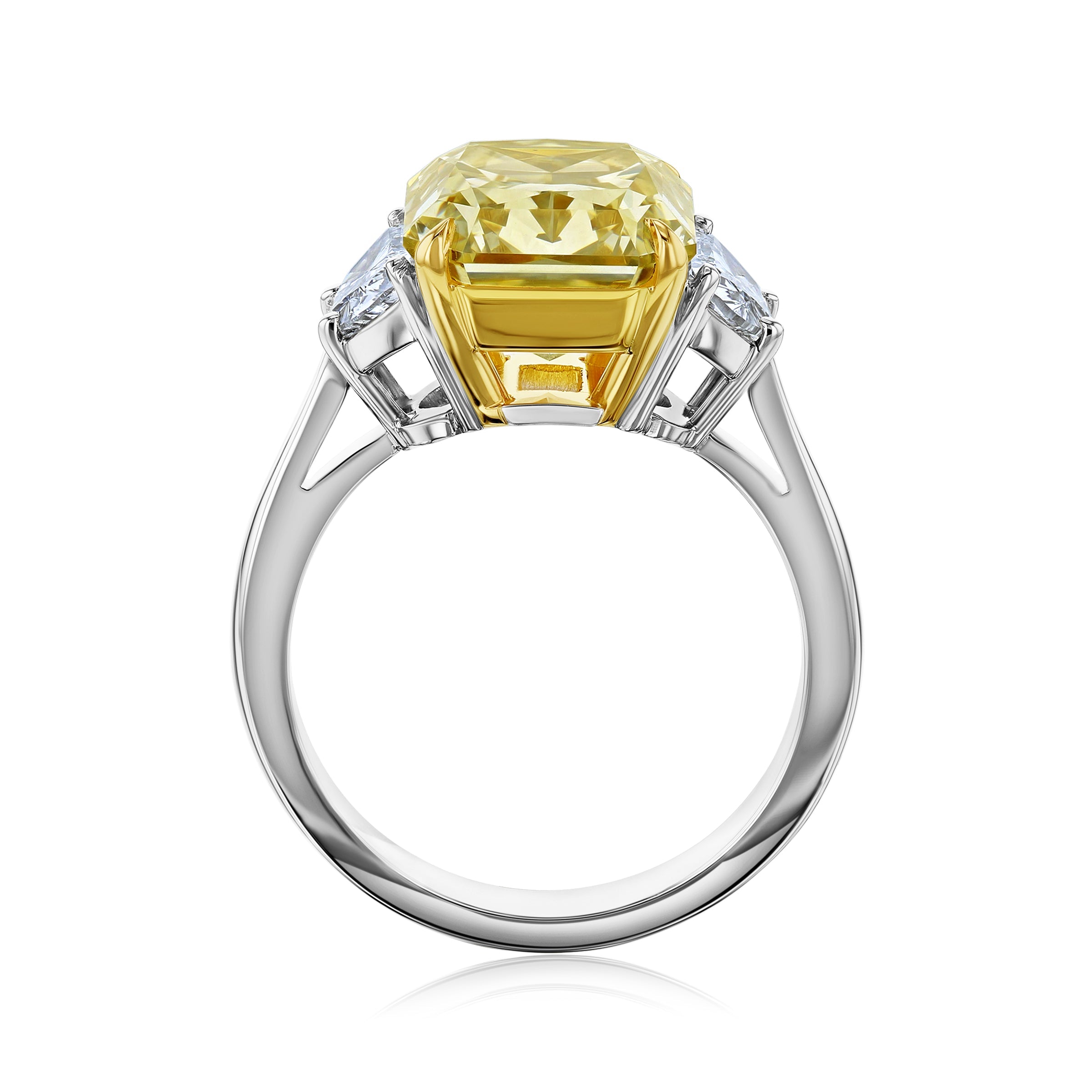 7.33 Carat Fancy Yellow Diamond 3-Stone Rhea Ring (GIA)