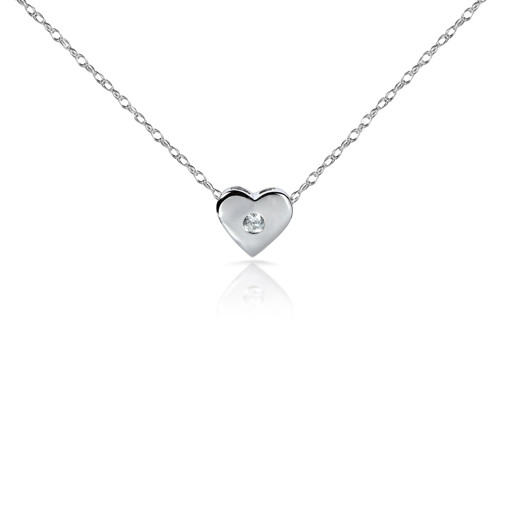 Natural Diamond Accent Mini Heart Bezel Necklace
