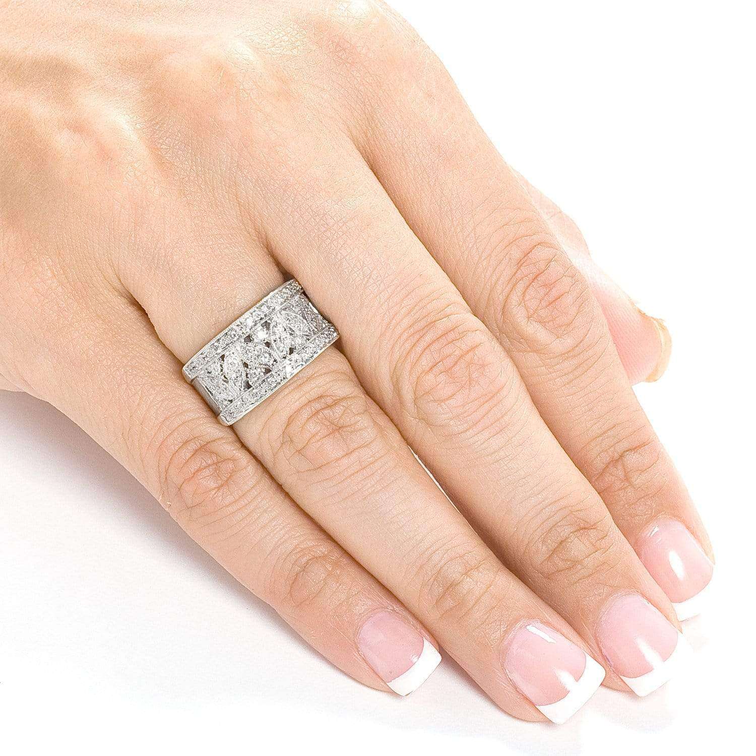 Kobelli Diamond Fashion Floral Band 1/2 carat (ctw) in 14K White Gold