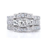 1-7/8ct.tw natürliche Prinzessinnendiamanten, 3-Stein-Vintage-Mode-Brautstapel