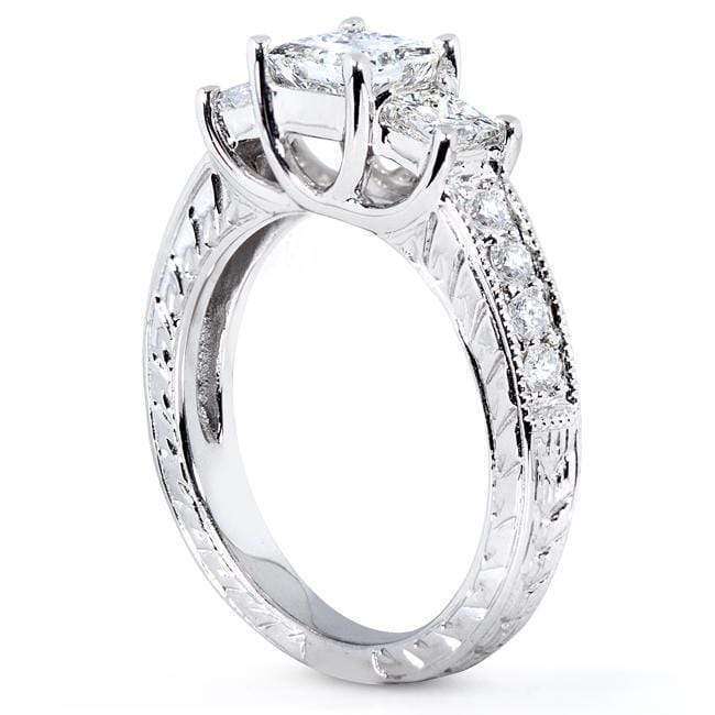 Kobelli Diamond Three-Stone Engagement Ring 1 1/3 carats (ctw) in 14K White Gold