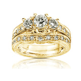 Conjunto de casamento de diamante vintage de 1 quilate (ctw) em ouro 14K