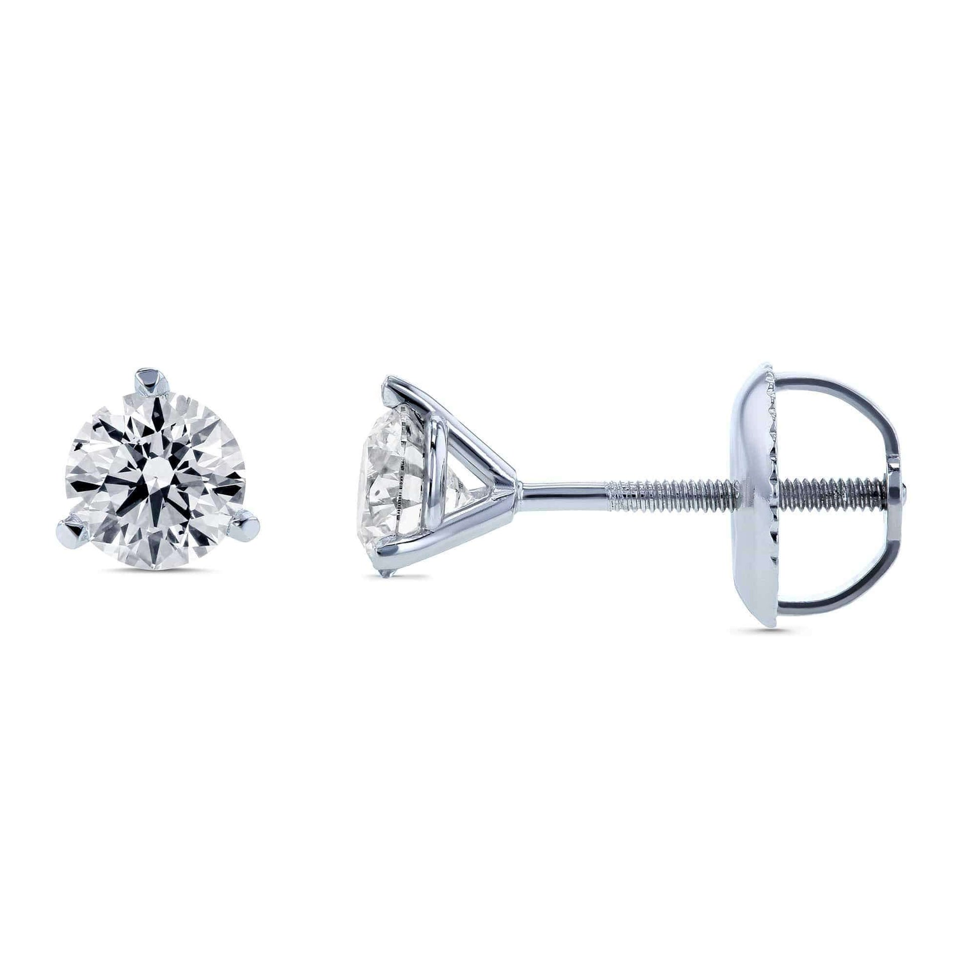 Kobelli Lab Created Diamond Screw Back Martini Stud Earrings 3/5ctw in 18k White Gold (IGI Certified) F71407X