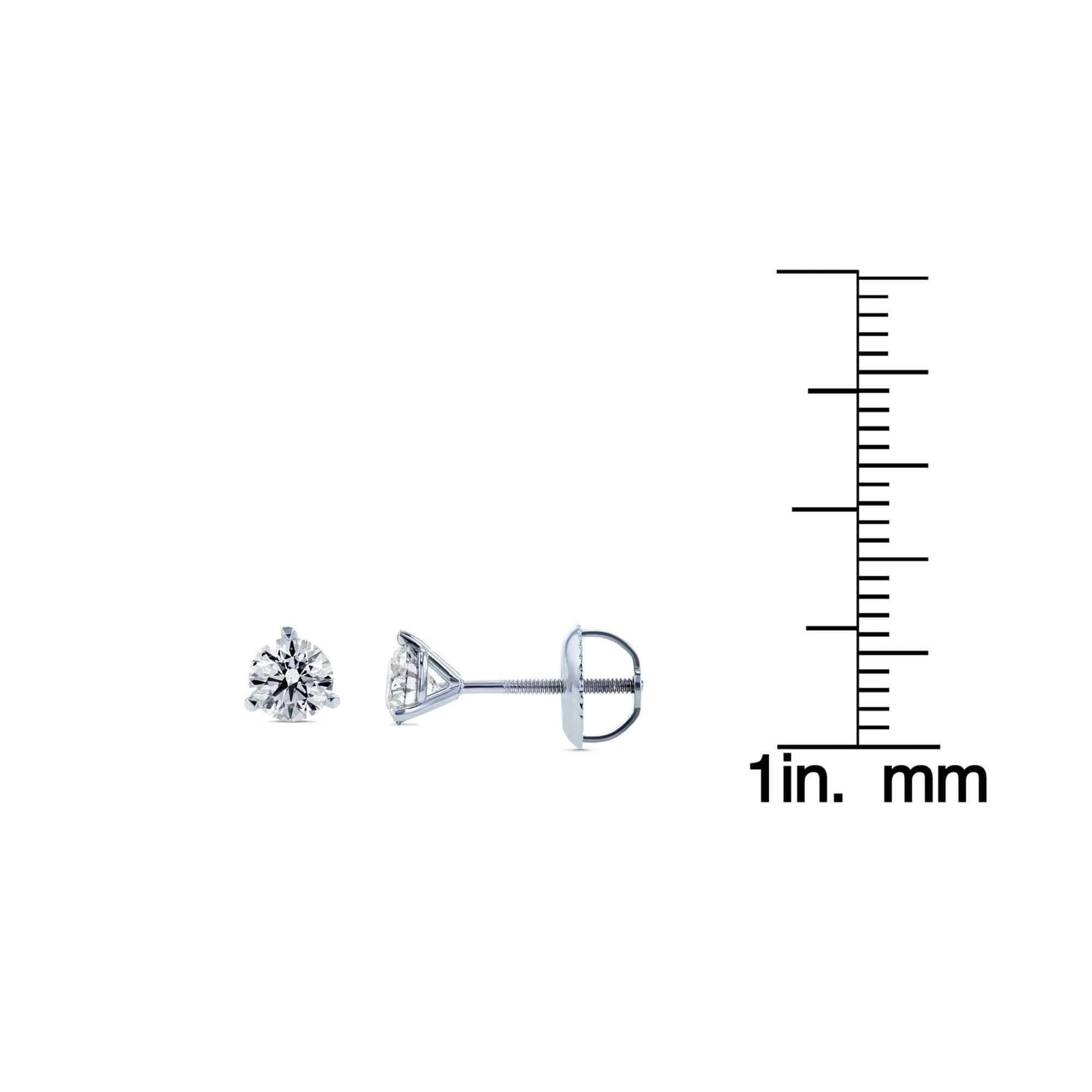 Kobelli Lab Created Diamond Screw Back Martini Stud Earrings 3/5ctw in 18k White Gold (IGI Certified) F71407X