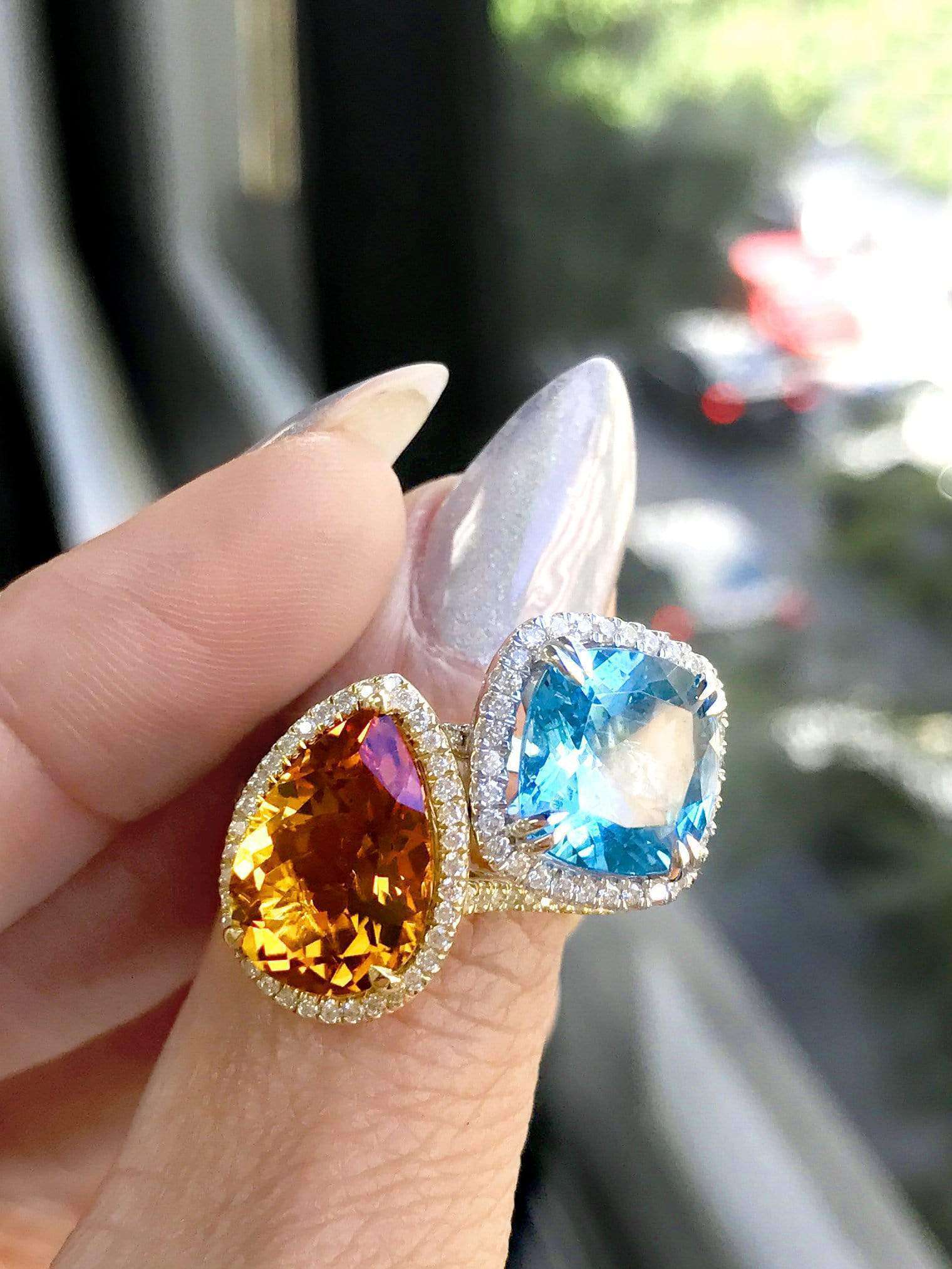 Kobelli Pear Citrine and Diamond Halo Ring 10k Yellow Gold (4 1/10  CTW)