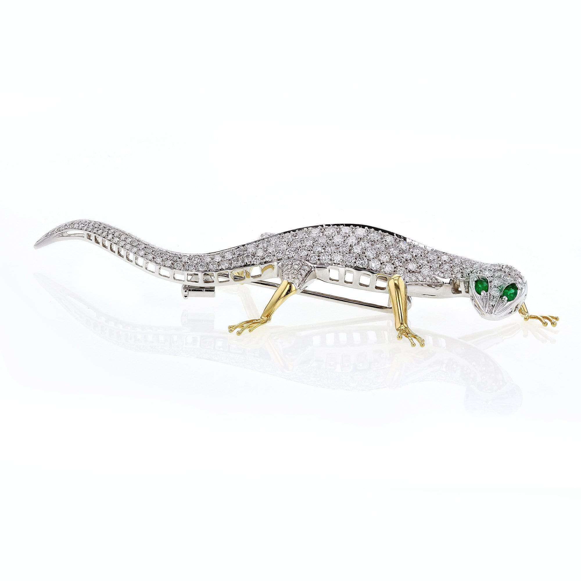 Kobelli [pre-owned] Diamond Gecko Brooch 9 1/2 Carats TDW 18k Two Tone Gold 71446X