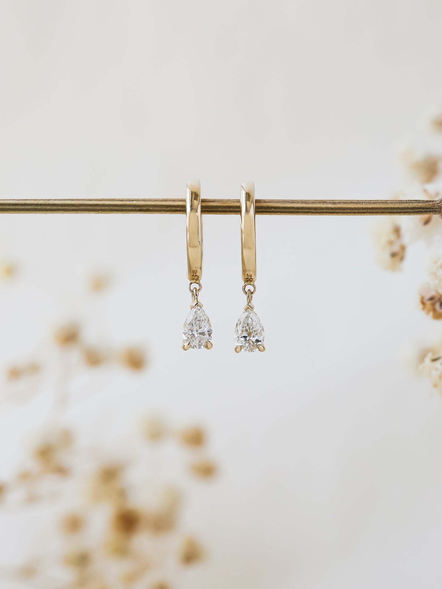 0.5 Carat Natural Diamond Pear Pendant Mini Hoops