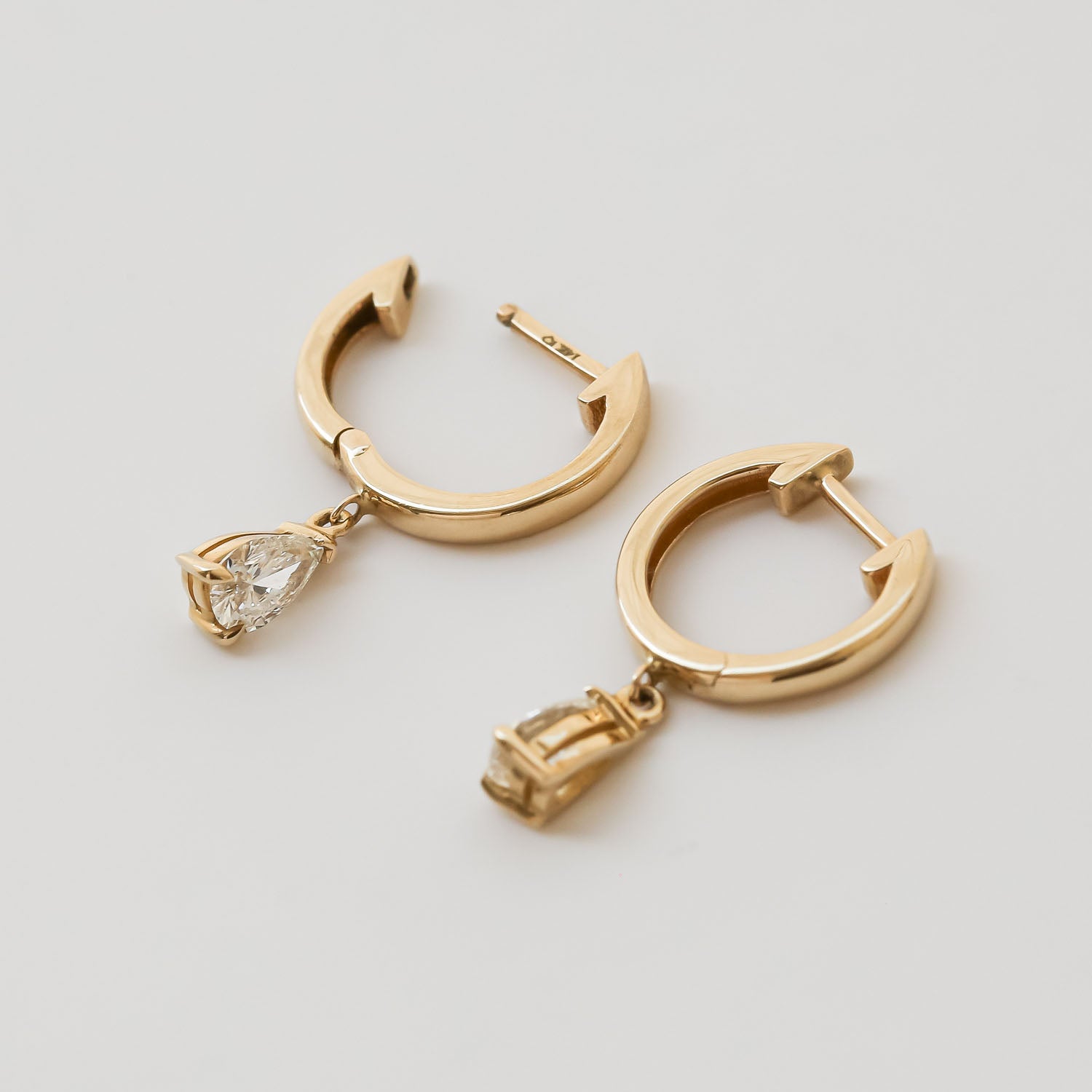 0.5 Carat Natural Diamond Pear Pendant Mini Hoops