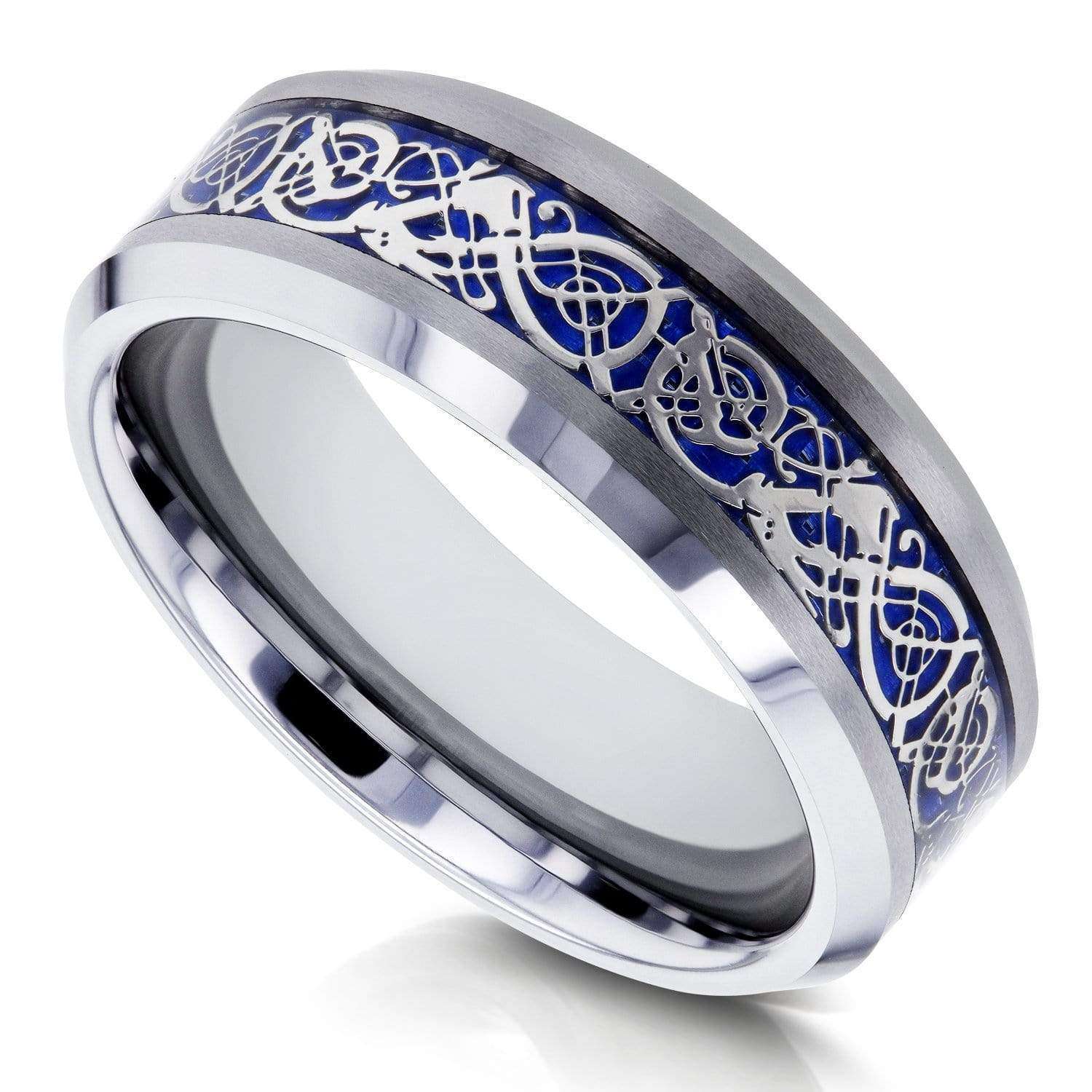 Kobelli 8mm Celtic Dragon High Polish Comfort Fit Mens Tungsten Carbide